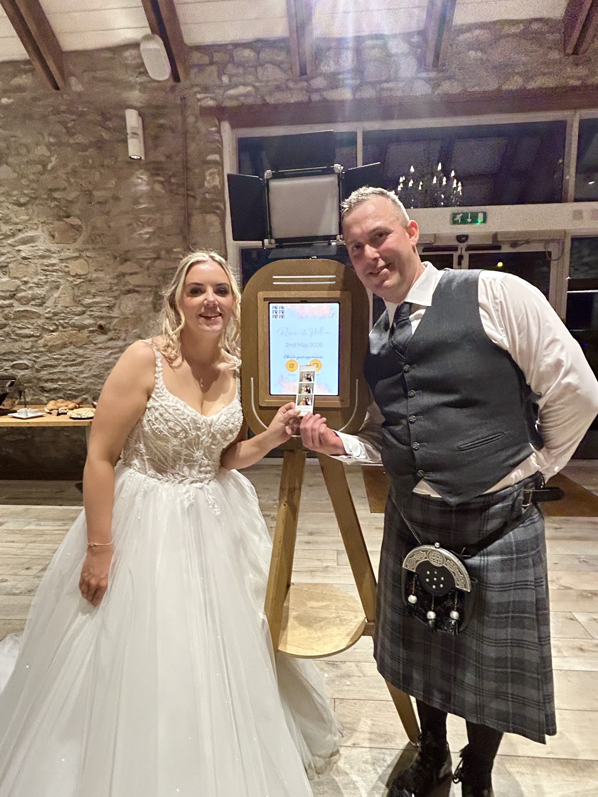 Fun Photography Studio Cumbria 3 Bride and groom posing in the selfie pod at a Cumbria wedding